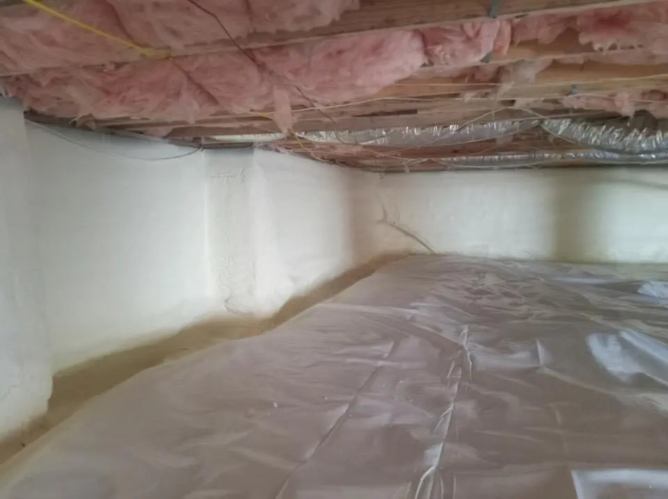Crawl space encapsulation with closed-cell spray foam for Flat Roof Repair in Addison